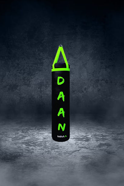 DAAN MMA Green Leather Boxing Punching Bag with Green Straps