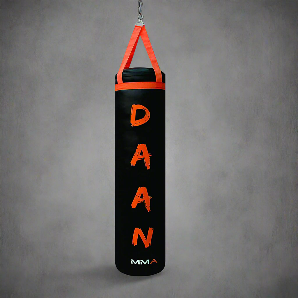 DAAN MMA Orange Leather Boxing Punching Bag with Orange Straps