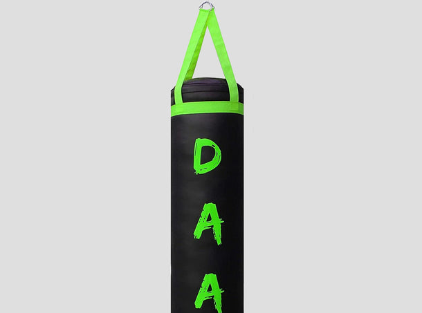 DAAN MMA Green Leather Boxing Punching Bag with Green Straps