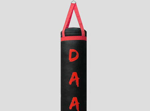 DAAN MMA Red Leather Boxing Punching Bag with Red Straps