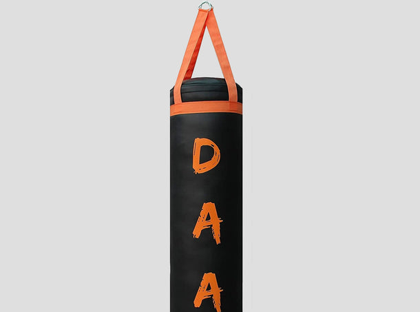 DAAN MMA Orange Leather Boxing Punching Bag with Orange Straps