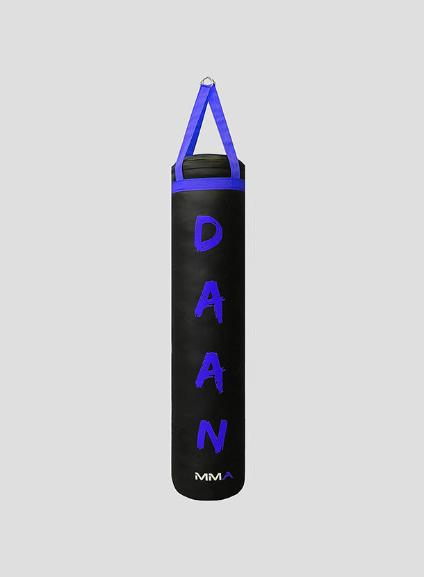 DAAN MMA Black Leather Boxing Punching Bag with Blue Straps