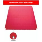 Brass grommets and triple-reinforced stitching on Red Professional Boxing Ring Canvas for secure installation