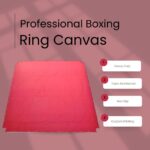 Red Professional Boxing Ring Canvas with key features highlighted – 3X Reinforced, Heavy-Duty, Non-Slip & Custom Logo Printing Available.